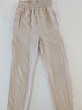 American Trench French Specialty Linen Track Pants Sand Tan Small Made In USA
